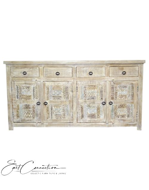 Hand Carved Shabby Chic Sideboard Buffet