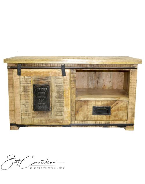 Sliding Door Industrial TV Stand