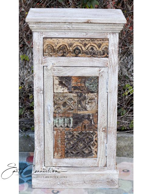 Carved Shabby Chic French Country Timber Bedside Cabinet