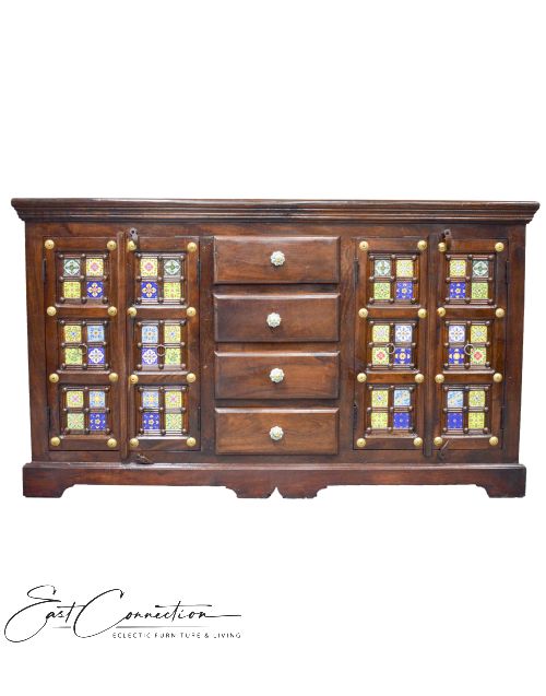 Moroccan Tile Ceramic Handle Sideboard