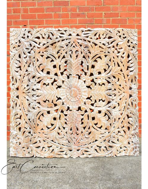 Hand Carved Antique Timber Large Wall Art Panel