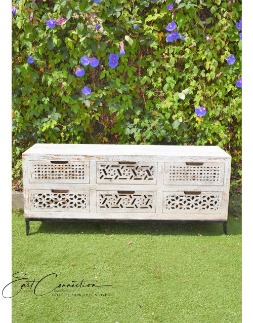 Hand Carved Shabby Chic French Country Lowline Drawer Unit