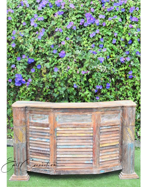 Whitewashed Reclaimed Antique Timber Shutter Drinks Bar Counter