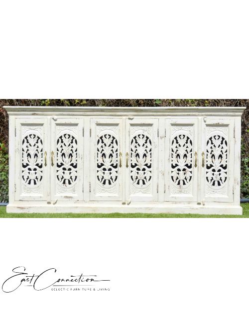 White Shabby Chic Painted French Country Long Sideboard