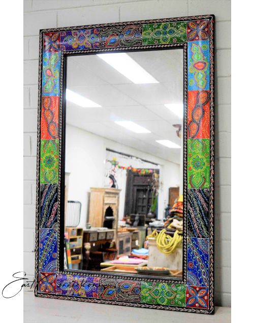 Handpainted Patchwork Pattern Boho Mirror