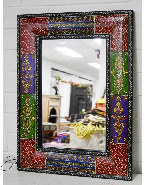 Hand Painted Embossed Patchwork Boho mirror