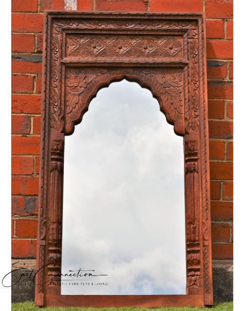 Antique Indian Mehrab Vintage Timber Mirror
