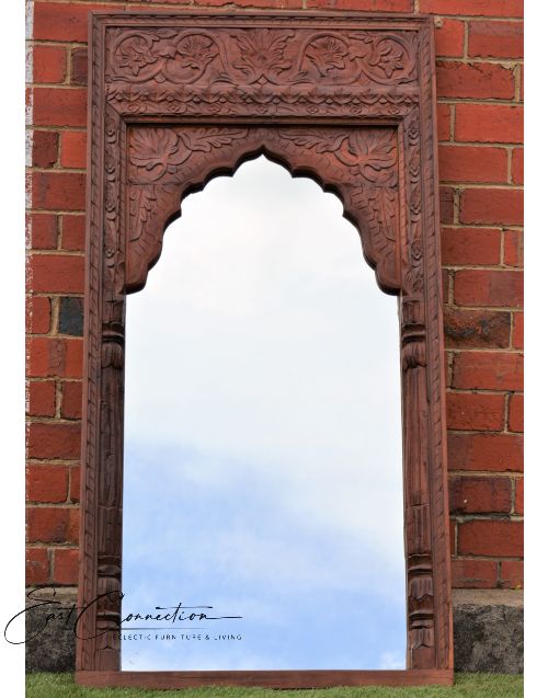 Vintage  Indian Mehrab Antique Timber Mirror