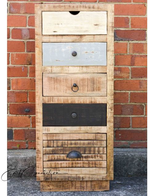 Scandinavian Vintage Timber Tall Drawer Unit