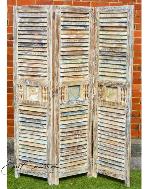 Vintage Indian Shabby Chic Reclaimed Timber Shutter Screen