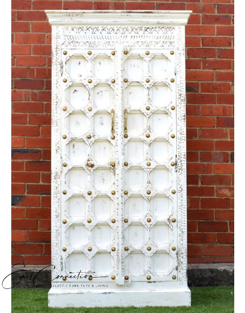 Shabby Chic White Antique Door Timber Wardrobe