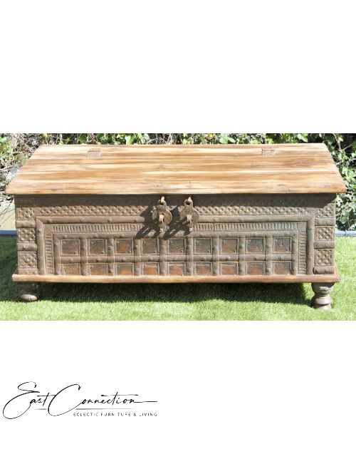 Reclaimed Timber Antique Metal Indian Blanket Box