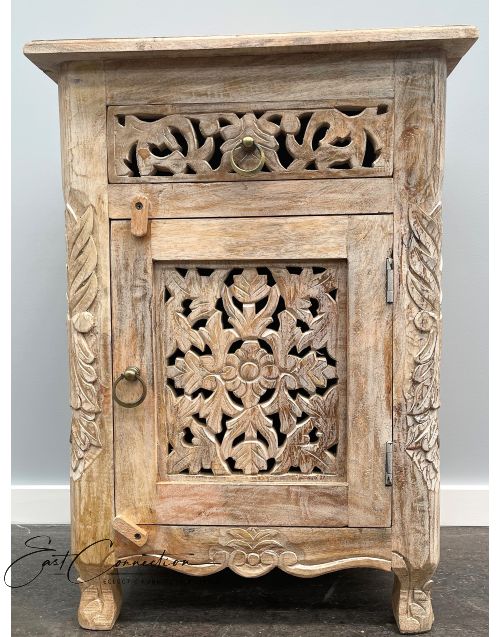 Hand Carved Timber French Provincial Bedside Nightstand Side Table