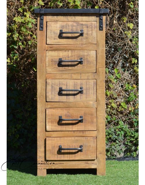 Vintage Industrial Timber & Metal Tallboy
