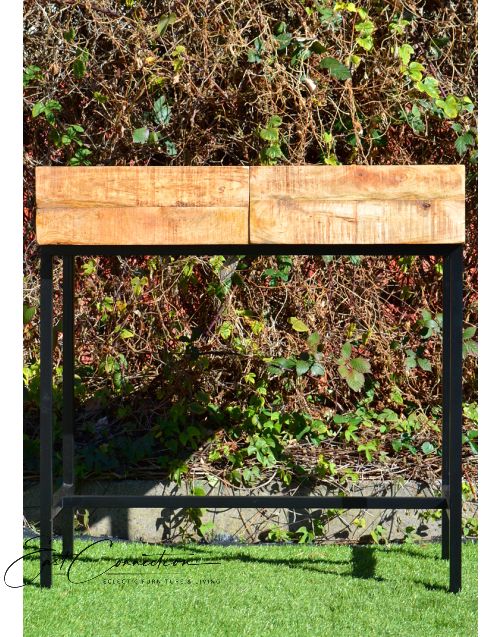 Contemporary Scandinavian Timber Vintage Industrial Console