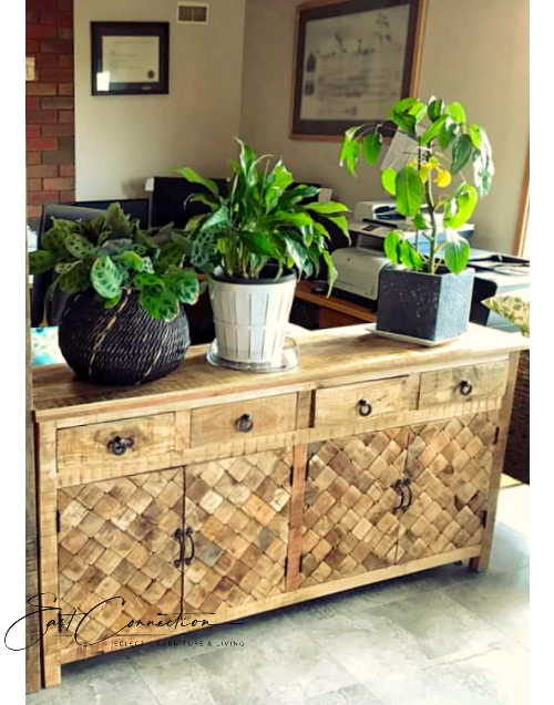 Vintage Reclaimed Timber Pattern Country Buffet Sideboard