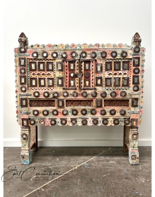 Antique Hand Carved Natural Timber Mirror console hall table