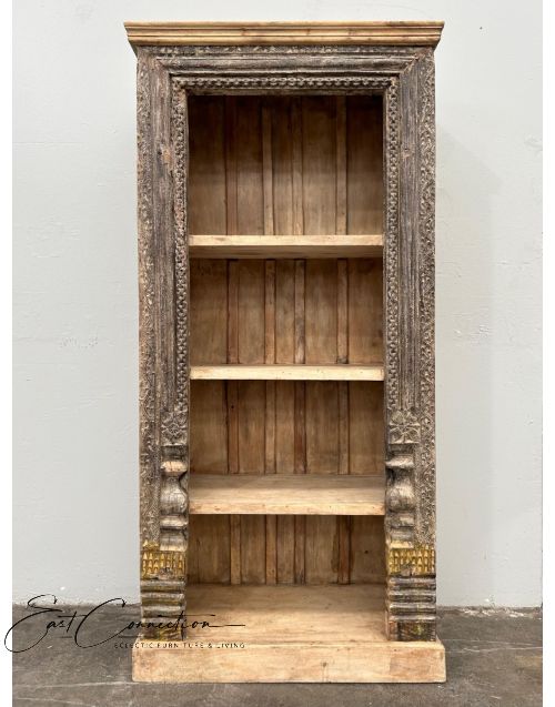 Reclaimed Timber Antique Carved Shabby Chic Bookshelf