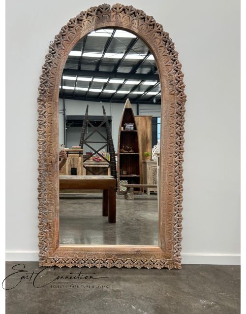 Hand Carved French Timber Arch Full Length Wall Mirror