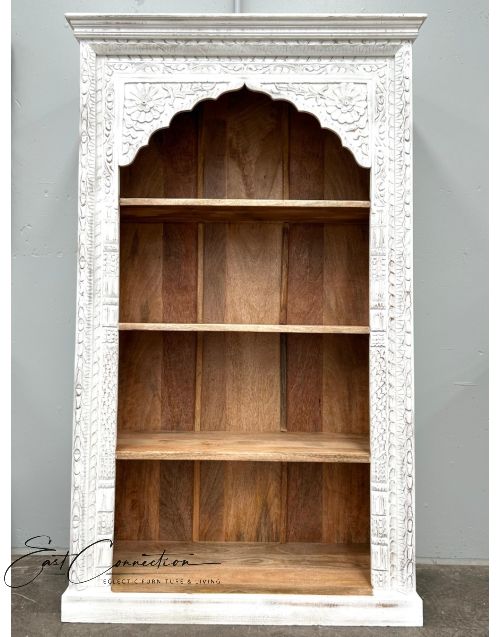 Antique Mehrab Hand Carved Indian Timber Bookshelf