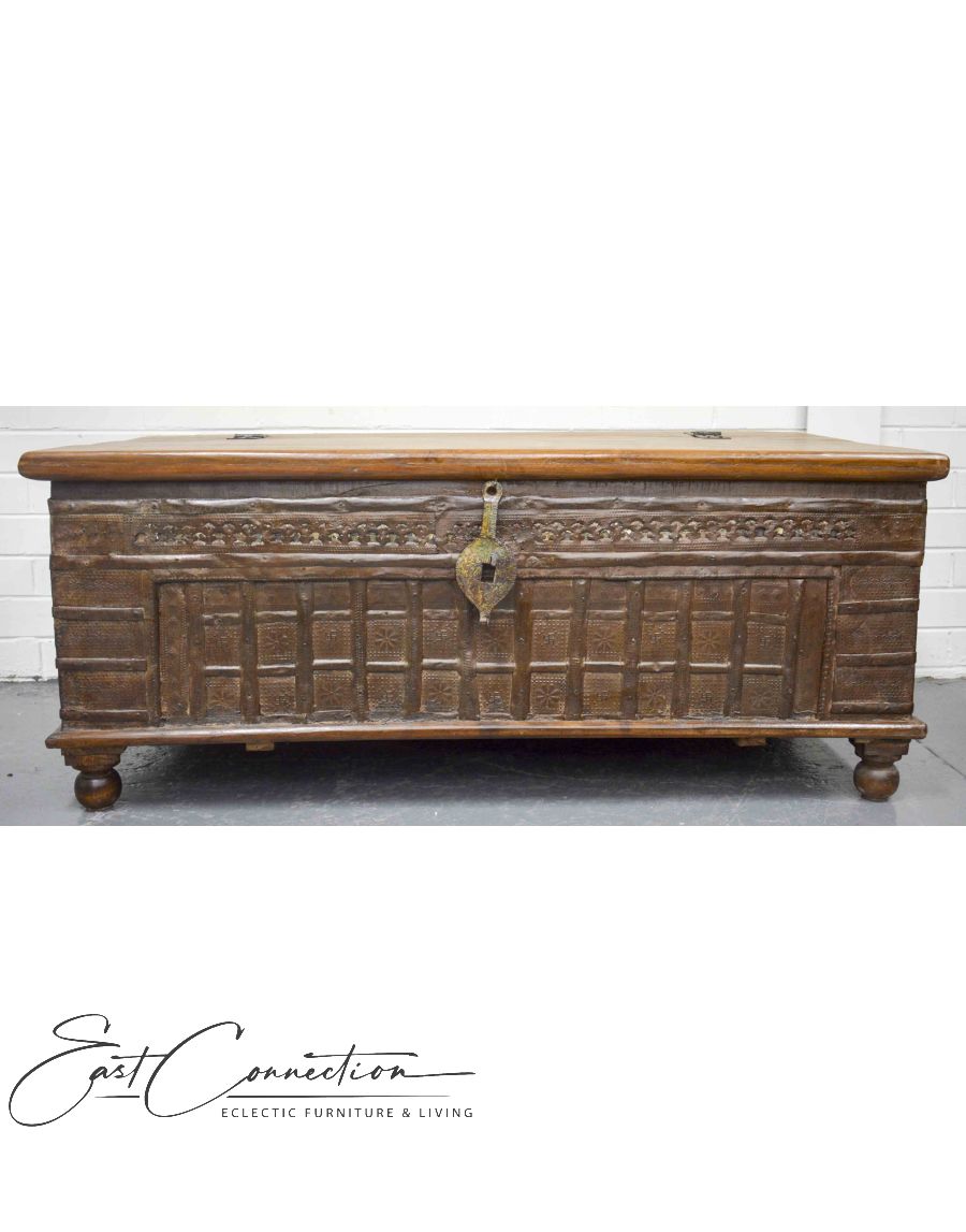 Reclaimed Timber Antique Metal Blanket Box