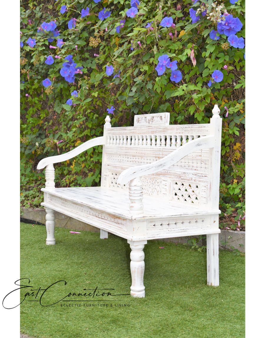White garden bench shop