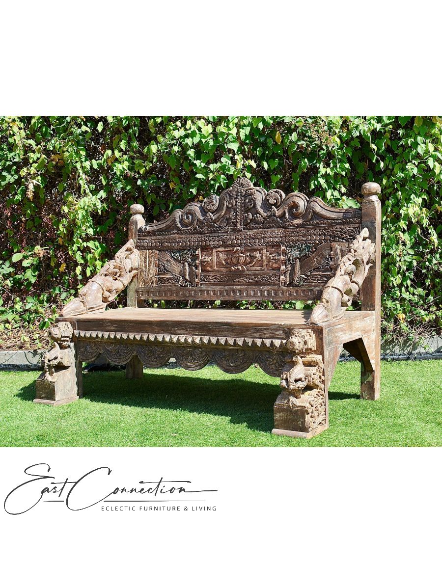 Carved garden bench best sale