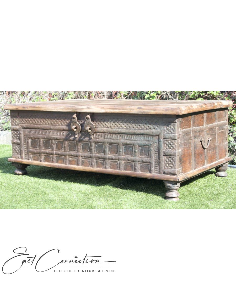 Reclaimed Timber Antique Metal Indian Blanket Box