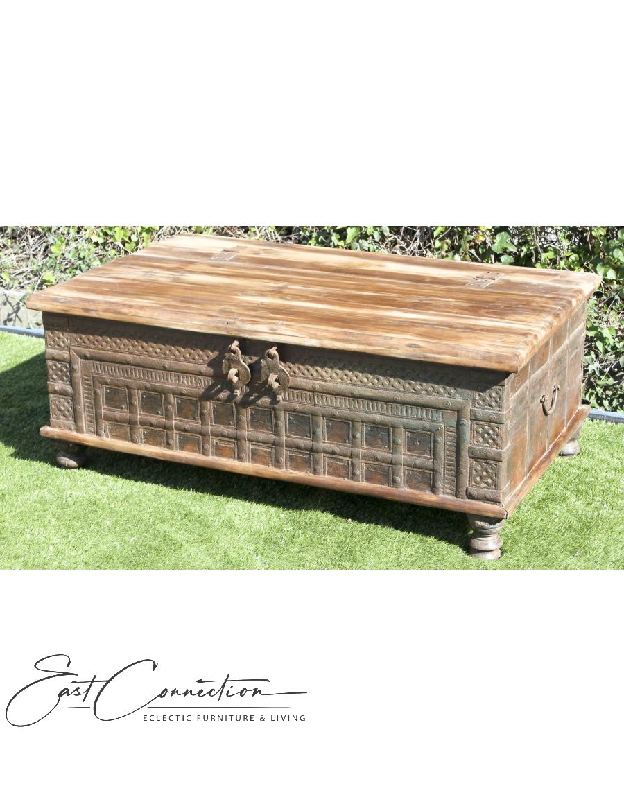 Reclaimed Timber Antique Metal Indian Blanket Box