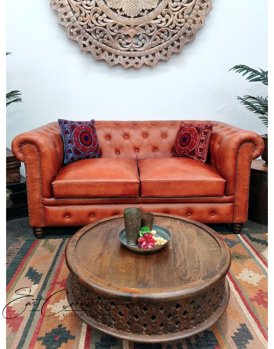 Tan two seater sofa sales