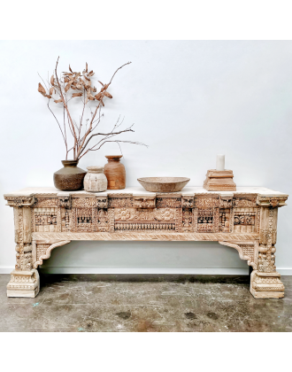 Reclaimed Antique Timber Indian Hand Carved Console Hall Table