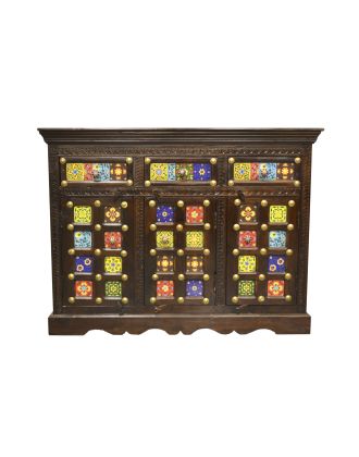 Moroccan Tile and Brass Sideboard