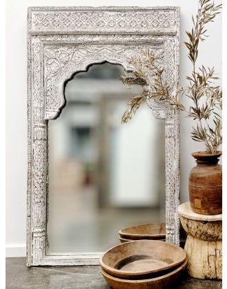 White Vintage Indian Mehrab Antique Mirror