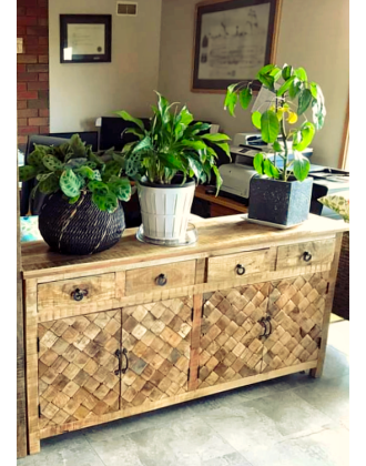 Vintage Reclaimed Timber Pattern Country Buffet Sideboard