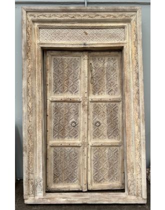 Unique Hand Carved Antique Whitewash Timber Doorway Timber Balinese Doors Indian