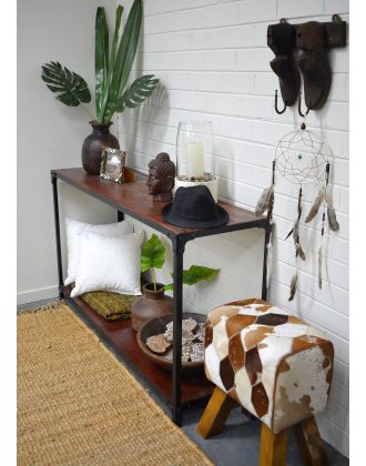 Vintage Industrial Metal & Timber Console Hall Table