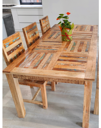 Reclaimed Timber Parquet Country Dining Table (8 Seat) 