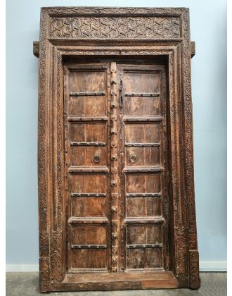 Hand Carved Frame Antique Timber Metal Detail Indian Doors