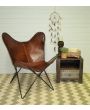 Vintage Industrial Brown Leather Butterfly Chair