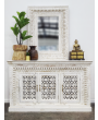 Distressed White Hand Carved Timber Sideboard Cabinet
