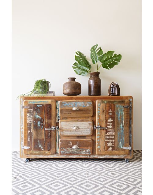 Recycled Timber Retro Industrial Sideboard