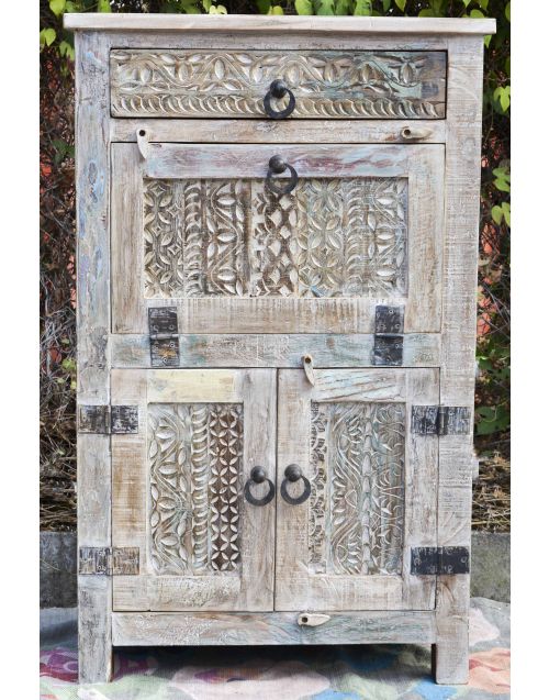 Handcarved French Country Shabby Chic Buffet Bar Cabinet