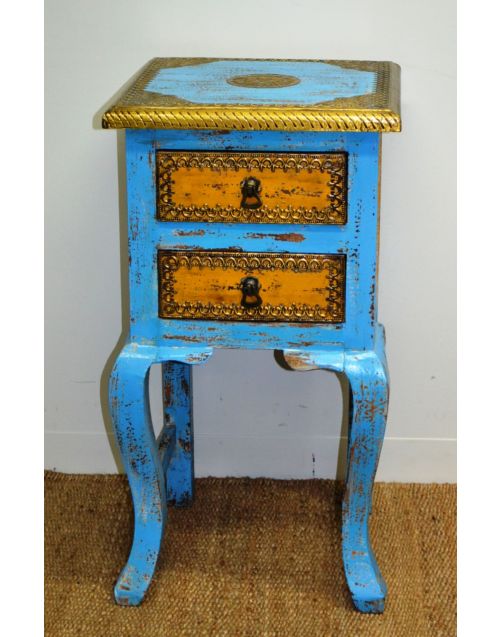 Painted & brass 2 drawer bedside