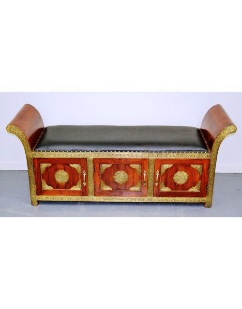 Indian Brass Fitted Leather Roman Seat