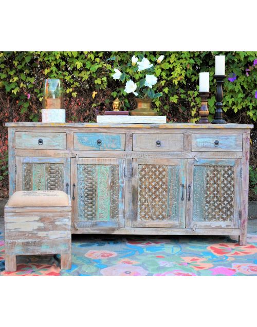 Hand Carved Shabby Chic Buffet Sideboard