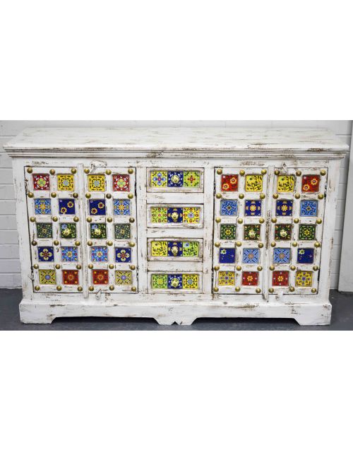 Moroccan Ceramic Tile Shabby Chic Indian Country Sideboard