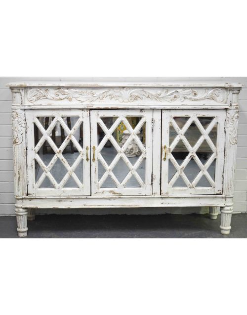 Hand-Carved Shabby Chic French Provincial MIrror Sideboard