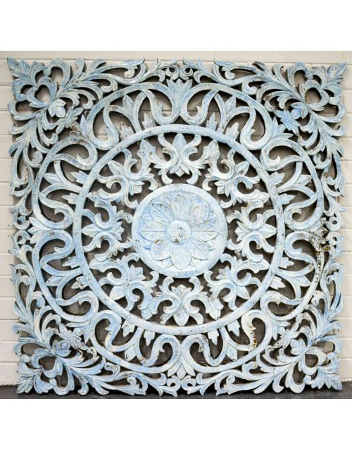 Hand Carved Antique Pattern Timber Wall Art Panel