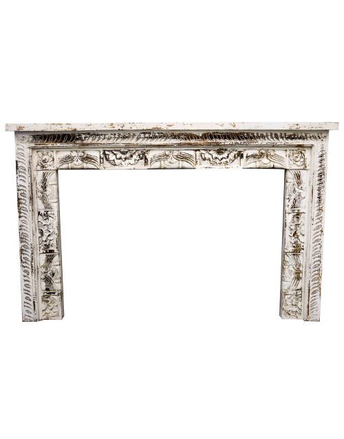 White Handcarved Floral Shabby Chic Console Table