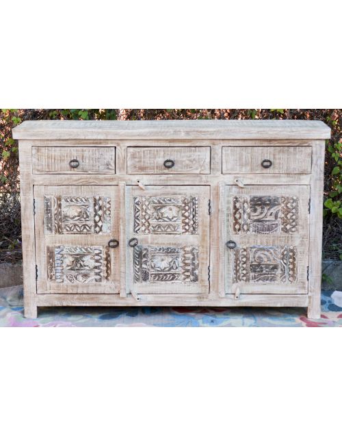 Hand Carved Shabby Chic Sideboard Cabinet